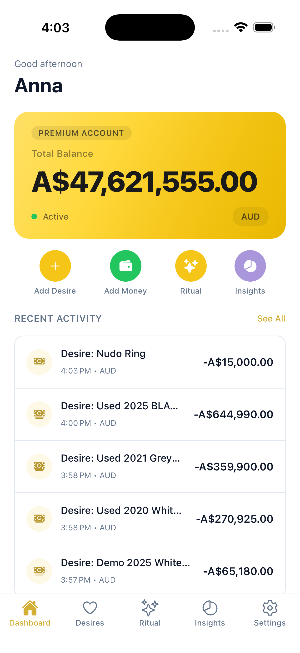 Wealth Frequency Dashboard